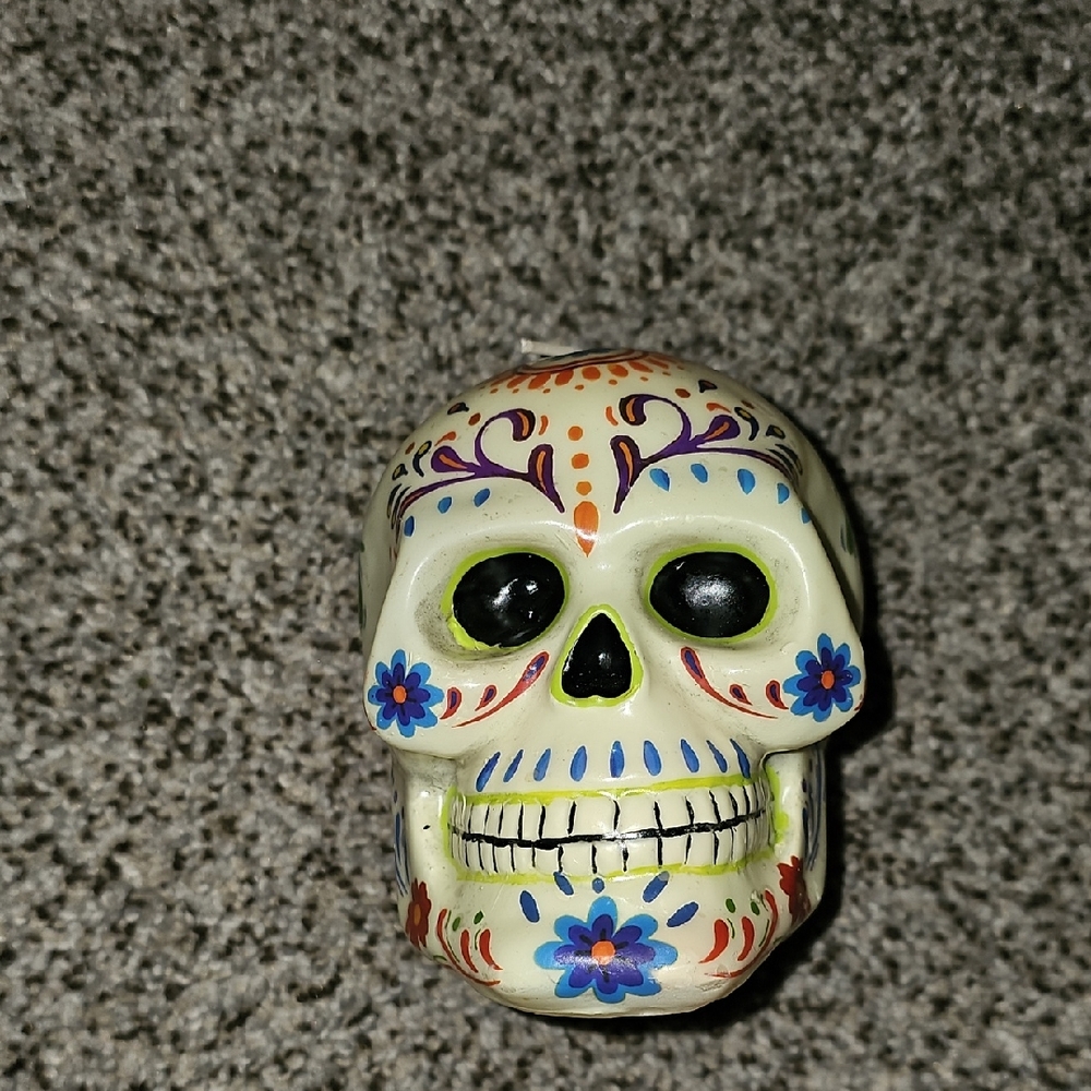 World Market Colorful Sugar Skull Dia De Los Muertos Candle
